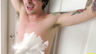 Young twunk Johnny Grace gets kittled with a feather