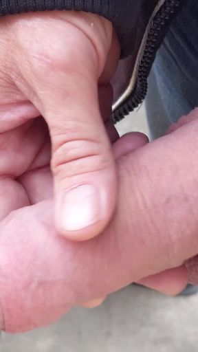 Big Uncut Cock Close up Outdoor Masturbation Wearing Denim Shorts - Rockardglans
