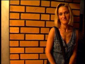 Gorgeous blonde girl being interviewed