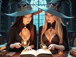 Lesbian Witches [AI] Tribbing Tribadism Kissing Trib With Magic Wands Various Angles Library