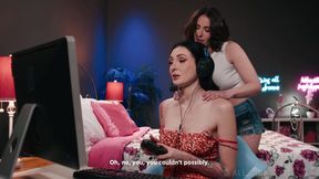 ALL GIRL MASSAGE - Casey Calvert Knows Which Buttons Push To Turn On Her Gamer Roommate Charlotte Sins