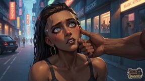 Cybernetic Ebony Queen's Milk Gushing Orgasm in Neon City! Warm Dark-hued Hardcore Porn!