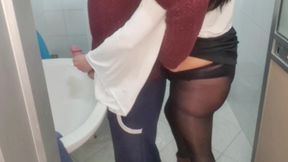 Man alone in the toilet show dick and clerk touch him