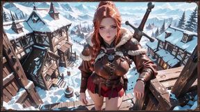 Redhead Warrior in Snow! Forbidden Leather Armor Seduction in Medieval Village. Cold Queen Unzips Her Gear &amp; Goes Wild!
