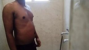Bathing in the bathroom