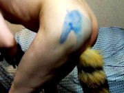 Googly eyes, Fox tail Buttplug, White Guy dancing.