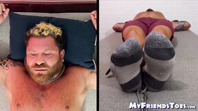 Unshaved Riley was bound & endured the tickling torment by the master