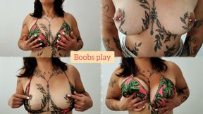 Squeezing and bouncing boobs