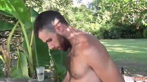 Two Big-Dicked Latinos Splash into Poolside Passion - Latin Leche