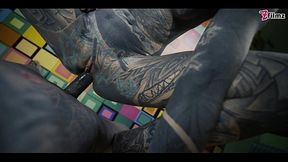 Tattoo couple HARD POV SEX - ANAL fuck, gapes, sloppy BJ, anal creampie, female orgasm