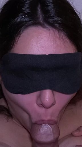 Homemade Blindfolded Amateur Cumshot and Swallow
