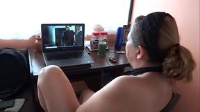 MATURE GETS EXCITED WATCHING PORN ON LAPTOP