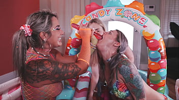 Candy loving sluts play with their gaping assholes and pussies