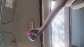 Blonde milf riding around with her tits out part 2