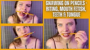 Gnawing on Pencils - Biting, Teeth, Mouth & Tongue Fetish