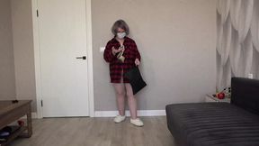 Big-assed, juicy-titied milf strips to reveal sexy uniform, flaunting plump, curvy form