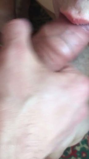A student in cum , sucked a huge daddy 's cock and got cumshots on his face and body !   Clip 3