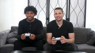 Jocks have a interracial hard fuck after intense video game session
