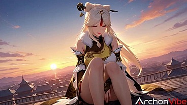 I saved the villagers, and the Ningguang thank me with fuck on the rooftop [AI]