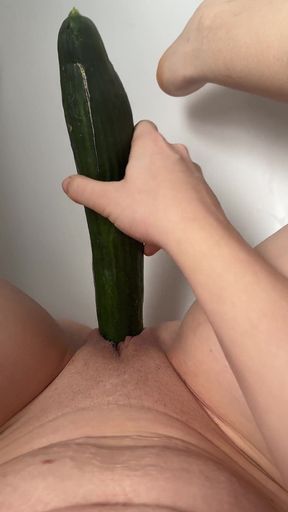 Cucumber Is Too Big for My Pussy