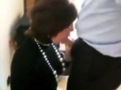 French secretary  with intensive blowjob and swallowing