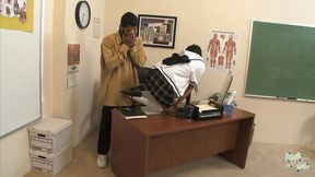 Black Teacher Fucks Brunette Babe After Sucking Big Black Cock