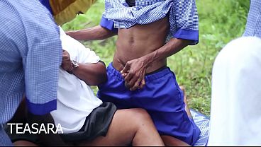 Petite babe gets fucked on school bush track by BBC-loving black guy