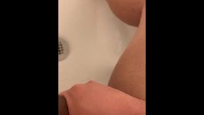 Petite Fuck-Stick Hubby Stroking while Relieving the the Sound of Water