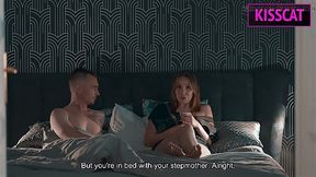 Busty tattooed blonde MILF share bed with her stepson