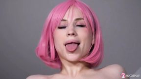Hot slutty cosplay Nikki Hill are making love all day with big rubber toy.
