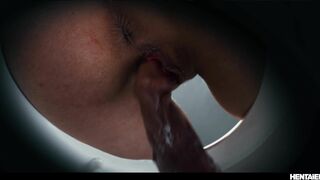 Hentai Anime 3d Bondage - Petite Redhead Girl Sirena Milano Filled with LOADS of CUM by Toilet Monster