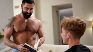 Hot daddy top pushes his raw dick inside and fucks the boy