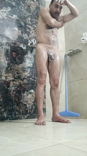 Indian Desi Man Enjoy Shower Show