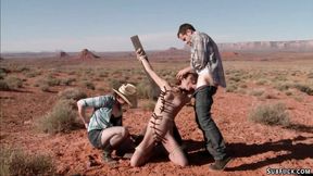 ”Deviant couple torment beautiful babe in desert”