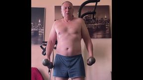 Mature Man Masturbating After Workout