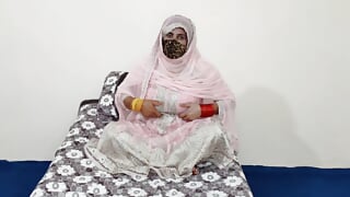 Beautiful Pakistani Bride With Big Tits Fucking Pussy By Dildo in Wedding Dress
