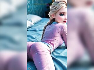 Elsa rests in her icy blue pajamas, her golden hair shimmering softly as moonlight fills the room. The Snow Queen’s night holds a secret warmth under the frost…