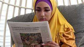 ”Tired housewife in hijab gets sexual energy”