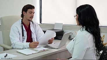 An aspiring nurse presents her resume to Dr. JOE