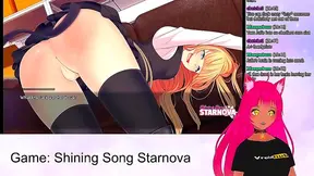 Lewd VTuber Neko Spanks Big-Busted Anime Girls In Shining Song Starnova Scene
