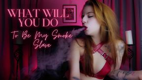 What Will You Do To Be My Smoke Slave?: Redhead Domme in Red Latex Trains You To Be A Good Ashtray