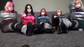 5164 5 models Black Tights Tape Up