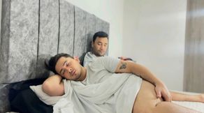 The young straight man shares room and was seduced by his gay best friend and leaves his ass full of hot cum