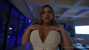 Blonde with massive tits takes on a huge black dick in P4WG POV