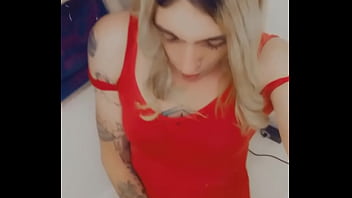 Sexy Babe in Red Minidress Loves To Play