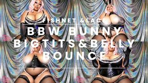Fishnet and Lace BBW Bunny Big Tits and Belly Bounce