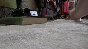 HEAVY COCK HEAD AND SHAFT CRUSH ON THE FLOOR BOARD w BAREFOOT FOOTJOB AND (Almost ruined) CUM SHOT CAM 1