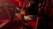 Latex dog on gynecological chair vacuum penis pump destroys anus