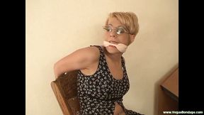 Hot petite blonde gets bound by her hubby in all *** of ways
