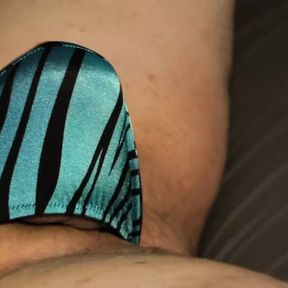 Blue Tiger Thong Bulge Play